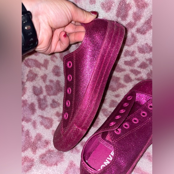 Women's Pink Glitter Low Top Coverse Size 6 - Picture 8 of 10